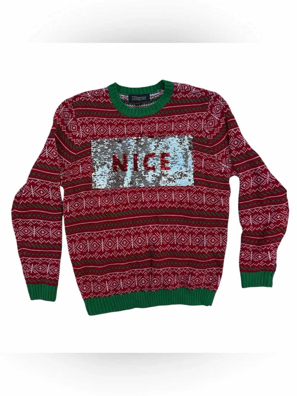 32 Degrees - Naughty & Nice - Crewneck Christmas Sweater/ Ugly Christmas Sweater